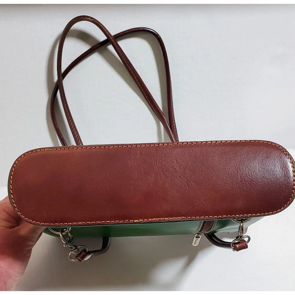 Florence Made In Italy Green Leather Convertible Backpack Shoulder Bag new - Picture 14 of 16